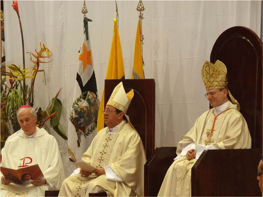 24 novembre 2012 - La beatificazione di sr. Maria Troncatti, presieduta dal card. mons. Angelo Amato, sdb, Prefetto per la Congregazione delle Cause dei Santi. Mons. Nstor Montesdeoca Becerra, vescovo del Vicariato apostolico di Mndez legge la richiesta di scrivere sr. Troncatti nellelenco dei Beati.