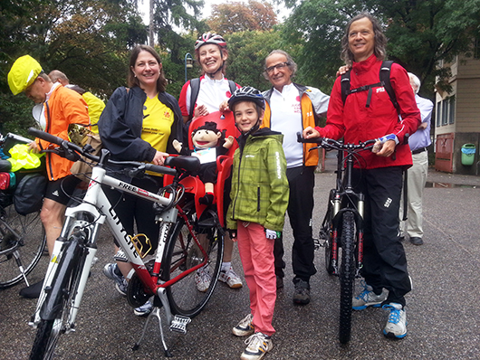 24 agosto 2013 - Alcuni dei 18 ciclisti partiti da Vienna per un pellegrinaggio di pace al Colle Don Bosco.
