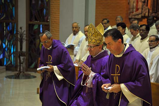 1 Aprile 2014 - CG27: Celebrazione eucaristica presieduta dal cardinale Angelo Amato, SDB, Prefetto della Congregazione vaticana delle Cause dei Santi in occasione degli 80 anni della canonizzazione di Don Bosco.