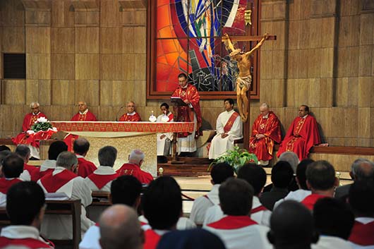 23 ottobre 2014 - Don ngel Fernndez Artime, Rettor Maggiore, presiede l`Eucaristia di apertura dell`anno accademico dell`Universit Pontificia Salesiana.