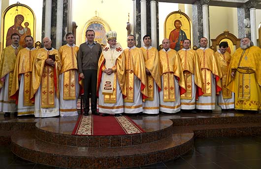 13 dicembre 2014 - Festa per il 95 compleanno e onomastico del vescovo salesiano ucraino Andriy Sapelak, emerito dellEparchia ucraina in Argentina.