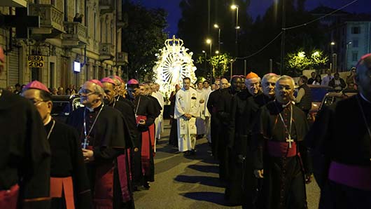 24 maggio 2015 - Processione in onore di Maria Ausiliatrice, presieduta da Don Ángel Fernández Artime, Rettor Maggiore dei Salesiani, cardinali e vescovi SDB, alcuni membri del Consiglio Generale e Superiori SDB.