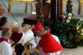 Vaticano - 24 marzo 2006 –  Benedetto XVI durante l’imposizione della berretta al nuovo Cardinale Joseph Zen Ze-Kiun vescovo di Hong Kong.
