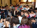 Vietri sul Mare, Italia - 19 ottobre 2007 - Mons. Orazio Soricelli, arcivescovo di Amalfi Cava dei Tirreni, insieme ai giovani durante la visita pastorale all`opera salesiana di Vietri Sul Mare dell`Ispettoria Italia Meridionale (IME). 
