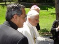 Les Combes, Italia - 11 luglio 2005 - Papa Benedetto XVI ospite del “Villaggio Alpino Giovanni Paolo II”, casa di vacanze salesiana dove il Pontefice, a trascorrso un periodo di riposo. Con lui nella foto il Rettor Maggiore don Pascual Chávez.