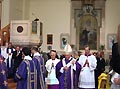 Roma, Italia - 24 febbraio 2008 - Papa Benedetto XVI durante la Celebrazione Eucaristica presso la parrocchia salesiana di “Santa Maria Liberatrice” nel quartiere romano del Testaccio, in occasione del centenario della dedicazione della chiesa.