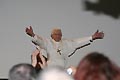 Roma, Italia - 24 febbraio 2008 - Papa Benedetto XVI durante l`incontro presso la parrocchia salesiana di “Santa Maria Liberatrice” nel quartiere romano del Testaccio, in occasione del centenario della dedicazione della chiesa.