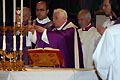 Roma, Italia - 24 febbraio 2008 - Papa Benedetto XVI durante la messa nella parrocchia salesiana di “Santa Maria Liberatrice” nel quartiere romano del Testaccio, in occasione del centenario della dedicazione della chiesa.