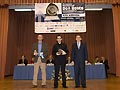Saragozza, Spagna  28 febbraio 2008  Cerimonia di consegna del primo premio a Ral Moros, al centro, vincitore della XXI Edizione del Premio Nazionale Don Bosco, area tecnologica e meccanica.