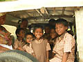 , India - 20 luglio 2009 - Gruppo di bambini di etnia nomade accompagnati dalla loro insegnante della Don Bosco Technical School di Kurnool dellIspettoria San Giuseppe di Hyderabad (INH). 
