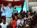 25 febbraio 2011 - Consegna il materiale raccolto durante la campagna "Il futuro di Haiti  nelleducazione promossa nelle scuole salesiane della Repubblica Dominicana. 
