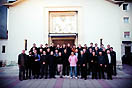 13 10 2013 - Don Pascual Chvez, Rettor Maggiore, con i giovani salesiani dell`Ispettoria della Croazia davanti alla chiesa di san Giovanni Bosco a Podsused.